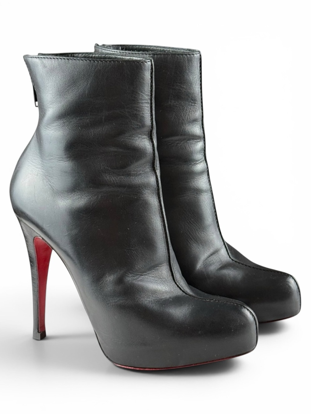 Christian Louboutin Black Leather Ariella Talon 120 Ankle Boots Size 35.5